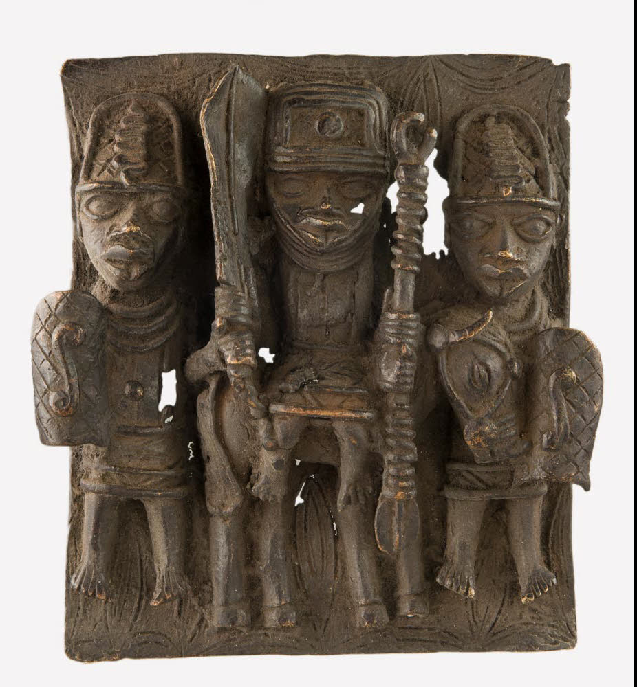 Plaque Oba du palais royal Ife Benin city bronze africain Nigeria