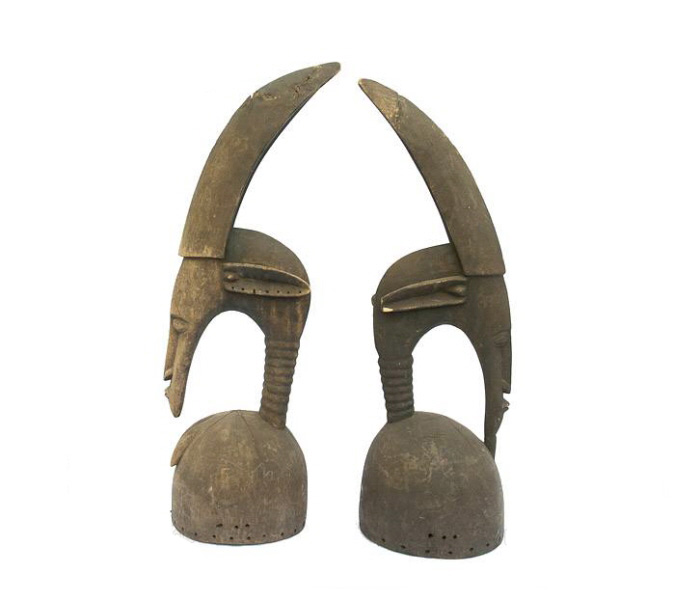 Cimier Tiwara Africain Ancien - Masque Sculpté Bamana - Art Tribal Bois Fait Main - XXème