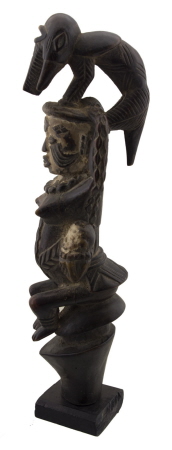 Statue Ekwotame De Style Idoma Nigéria Bois, Pigments 60,5 X 16,5 Cm